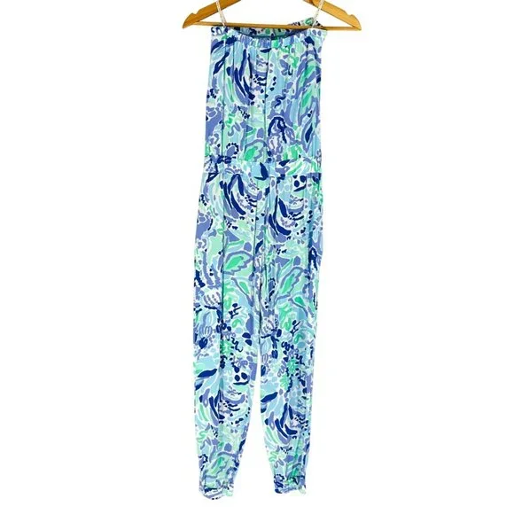 Lilly Pulitzer Womens Emiko Strapless jumpsuit in Lillys Lilac Nice Ink Size XS - Picture 4 of 11